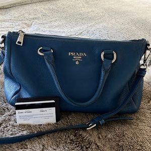 Prada shoulder bag with COA.  Vitello Daino Cobalto.  Very minimally used.